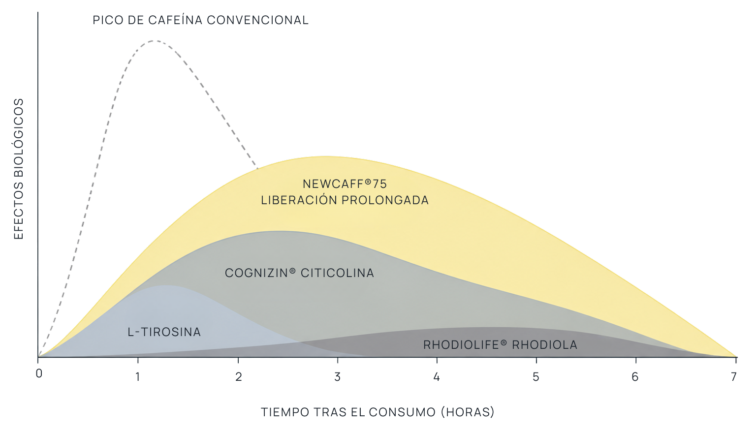 Gráfica de activación temporal de los ingredientes VENZE